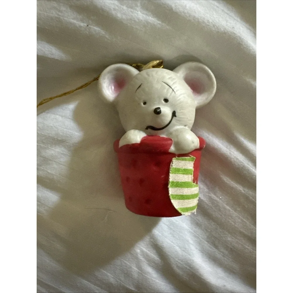 Vintage 1985 Lil Chimers Ornament Jasco Porcelain Mouse & Beaver Bells Set Of 2